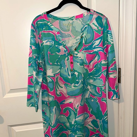 NWOT Lilly Pulitzer Alessia Tropical Pink Sands Dress Size Medium - Picture 2 of 5